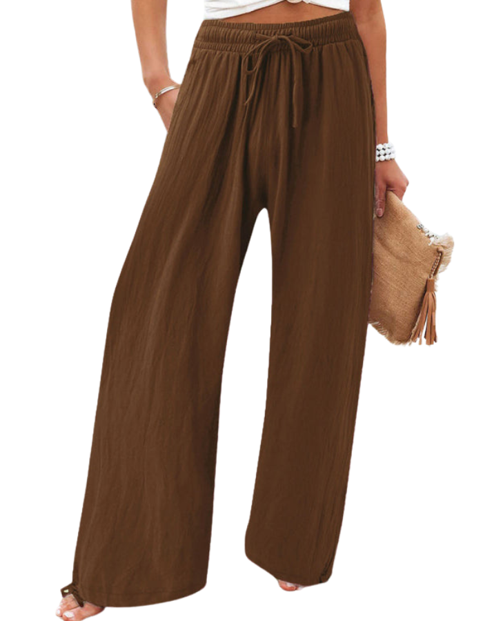SHOPIQAT Elastic Casual Solid Colour Wide Leg Trousers - Premium from shopiqat - Just $7.100! Shop now at shopiqat